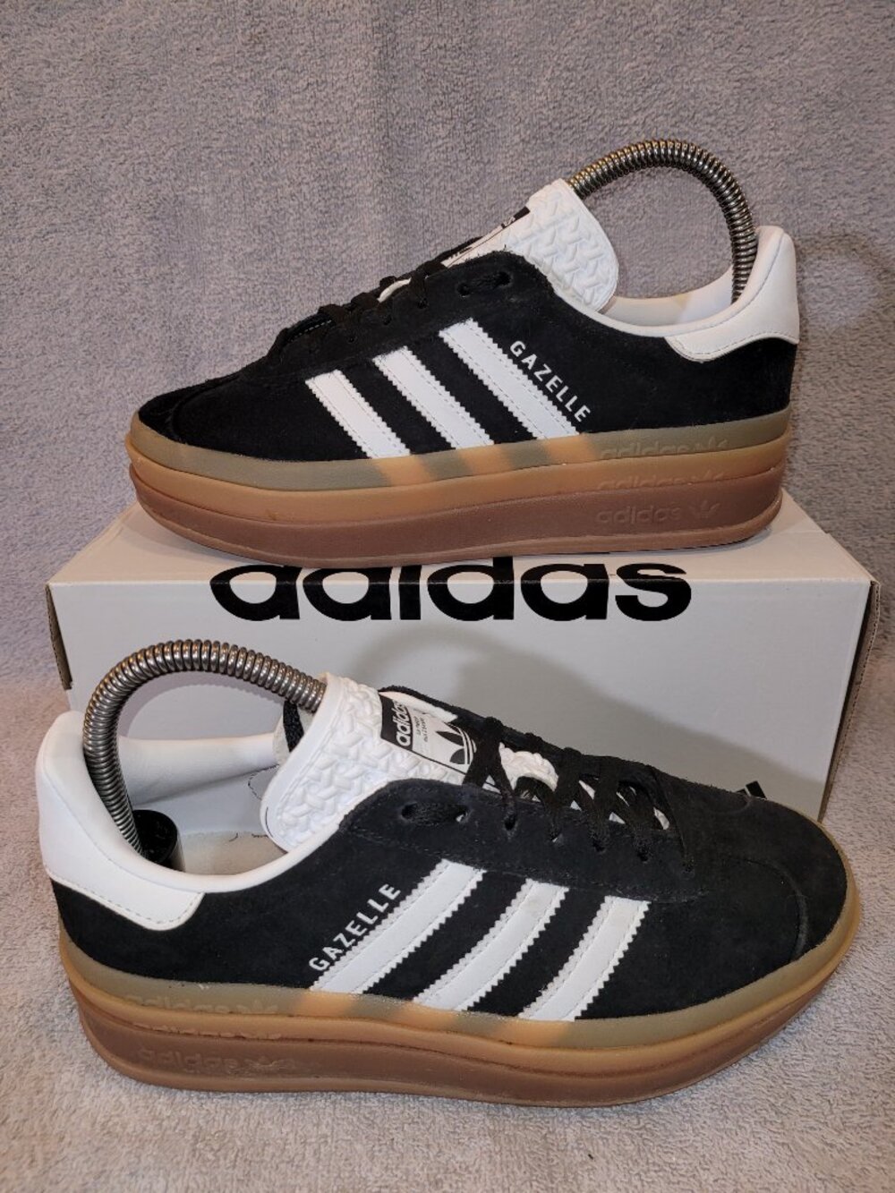 Adidas Gazelle Bold Women's Size 6.5 Black White Tan Gum Sneakers IE0876 (#1999)